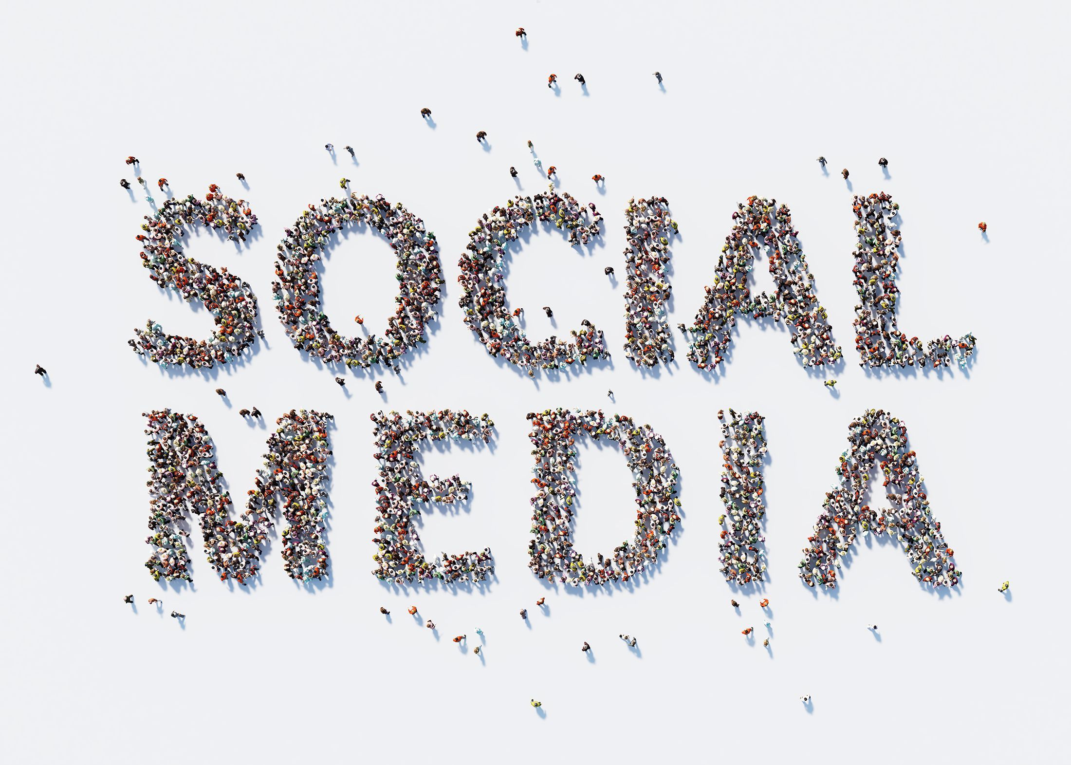 Image with the words "social media" made out of smaller items