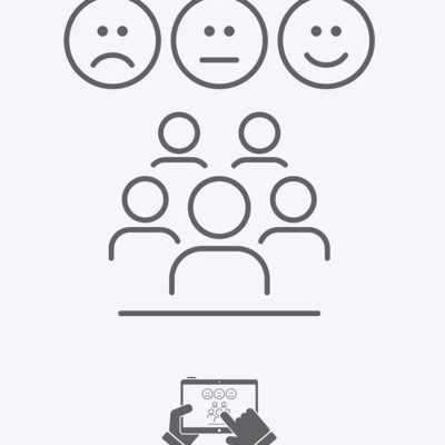 graphic symbolizing someone making an online review in grayscale