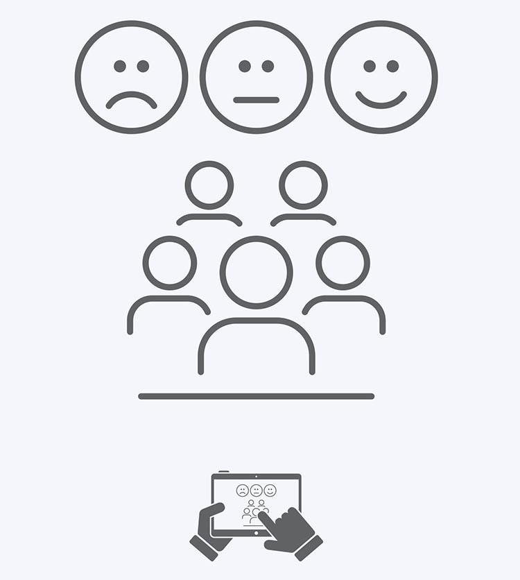 graphic symbolizing someone making an online review in grayscale