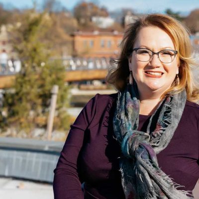 Photo of Luann Edwards on pedestrian bridge in Providence, RI